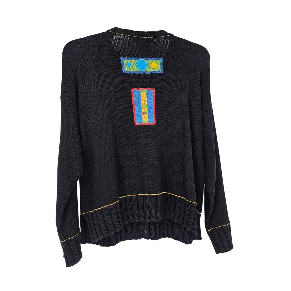 Vintage Susan Bristol Hand Embroidered Dachshund Cardigan XL Black Embellished - Picture 3 of 11
